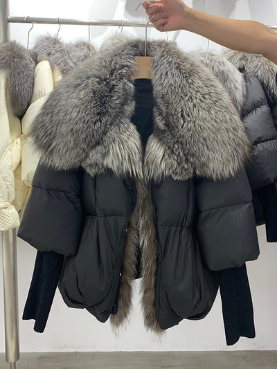 Real Fox Fur Collar Goose Down Jacket - Shoe Candy Shop