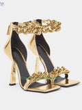 "Azzure" Metal Chunky Chain Sandals