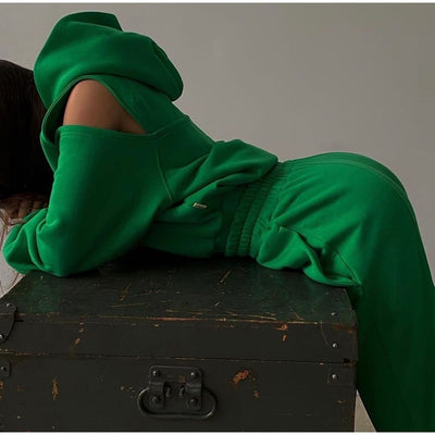 Women 2 Piece Sportswear Sets 2022 New Female Casual Hollow Hoodies Outfits Women&#39;s Trouser Suit Waist Elastic Sweatpants Suit - Shoe Candy Shop