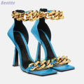 "Azzure" Metal Chunky Chain Sandals