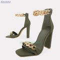 "Azzure" Metal Chunky Chain Sandals