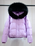 Janveny Big Natural Raccoon Fur Hooded Winter Down Jacket Women Short Puffer Fluffy Coat Female 90% Duck Down Thick Bread Parkas - Shoe Candy Shop