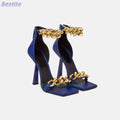 "Azzure" Metal Chunky Chain Sandals