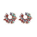 Rhinestone Sun Flower Shape Pendant Earrings - Shoe Candy Shop