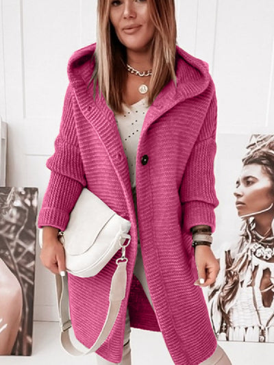 Winter Coat for Women 2022 Autumn Winter New Loose Knitted Cardigan Long Sleeve Top Sweater Casual Pink Cardigan Women&#39;s Sweater - Shoe Candy Shop