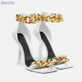 "Azzure" Metal Chunky Chain Sandals