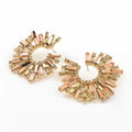 Rhinestone Sun Flower Shape Pendant Earrings - Shoe Candy Shop