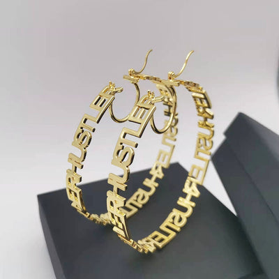 Custom  Hoop Nameplate Earrings (Gold, Rose Gold & Silver) - Shoe Candy Shop