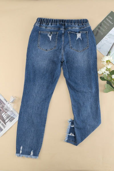 Laced-up Slim-fit Jeans - Shoe Candy Shop