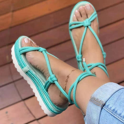 Women's New Thick Sole Hemp Rope Sandals - Shoe Candy Shop