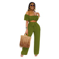 Solid Color Open-back One-shoulder One-piece Casual Wide-leg Pants - Shoe Candy Shop