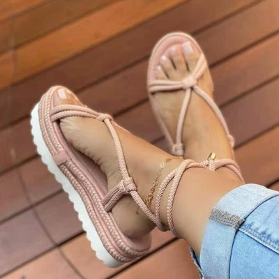 Women's New Thick Sole Hemp Rope Sandals - Shoe Candy Shop