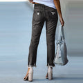 Laced-up Slim-fit Jeans - Shoe Candy Shop